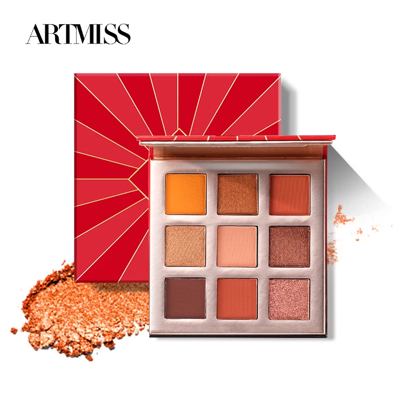 ARTMISS 9 Colors Vegan Pigmented Glitter  Makeup Eyeshadow Palette Private Label