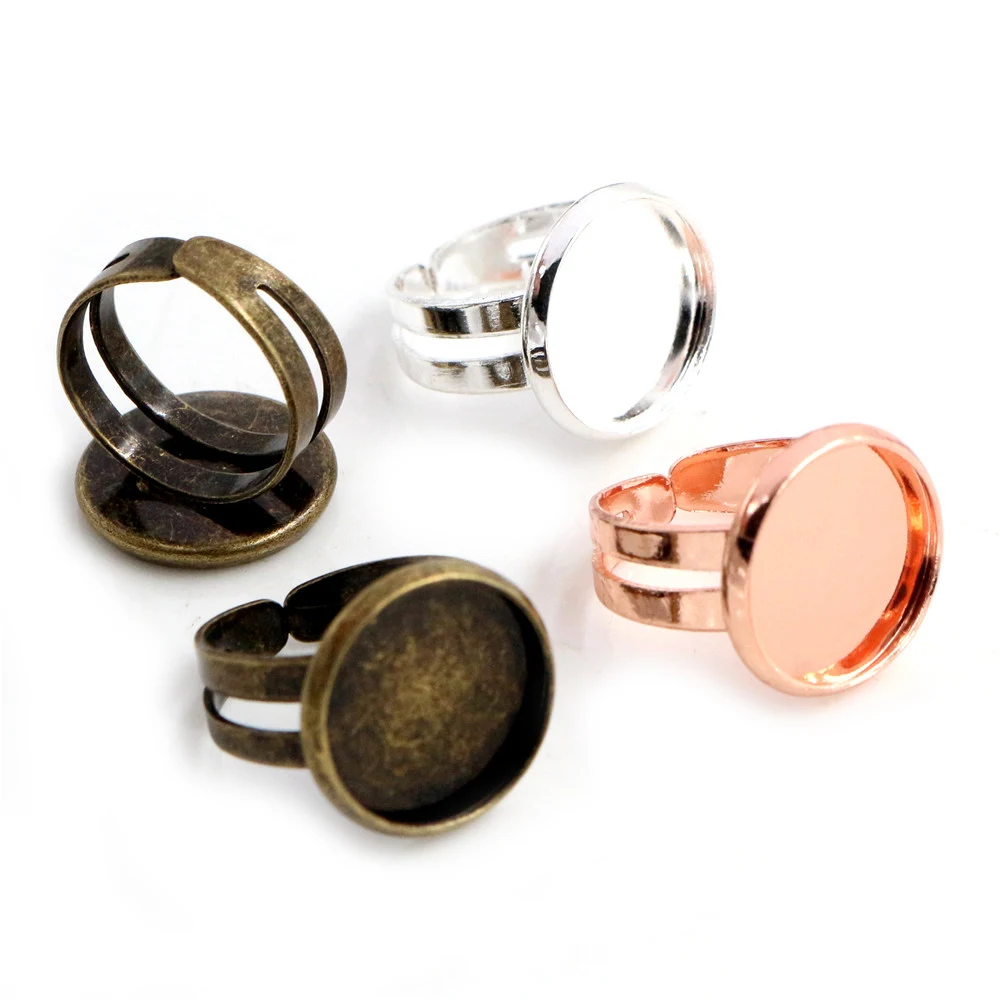 10pcs/lot Child Ring 12mm Brass Children Adjustable Ring Settings Blank Base,Fit 12mm Glass Cabochons Rings Bezel Trays