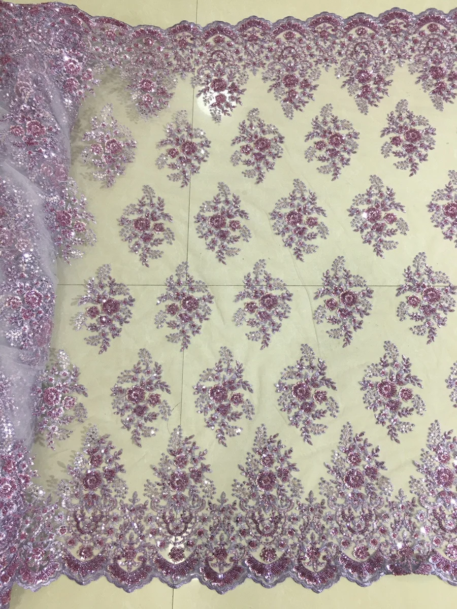 hot selling new design machine beaded sequins embroidery tulle lace fabric for dresses or party, new designer dress fabric