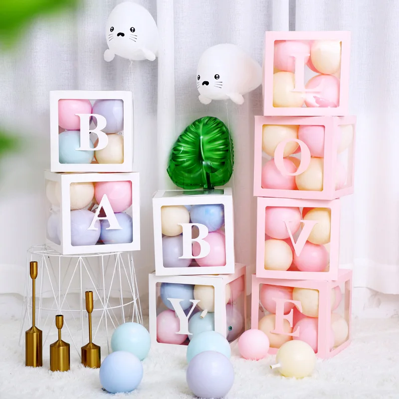 Balloon Box Letter A-Z Transparent Gift Box Child Birthday Baby Shower Party Decoration Birthday Decoration
