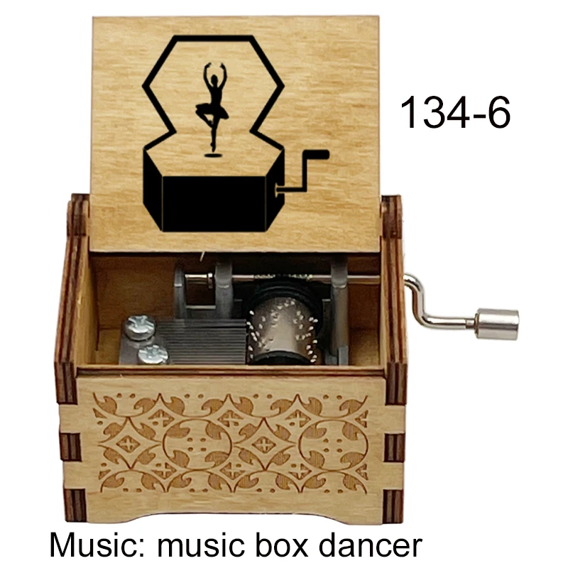 Custom Hand Crank Classic Music Box Dancer Song Music Box, Wholesale Wooden Cute Musical Birthday Gifts