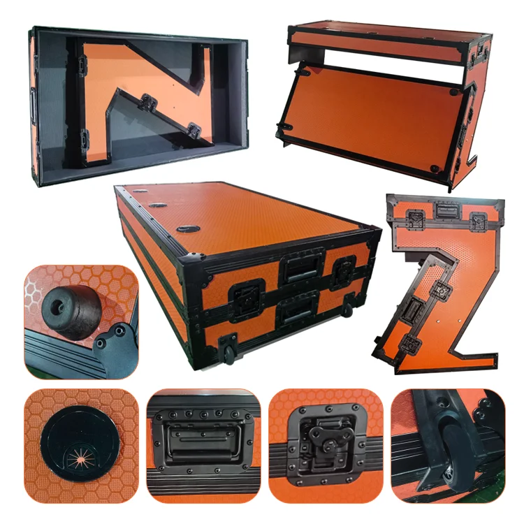 Black orange DJ Z-Table  Flight Case with  Table Portable