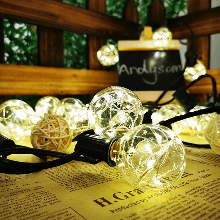 G40 LED String Light Copper Wire Globe Fairy String Garland Light 8 Mode Patio String Light for Wedding Party Holiday Decor