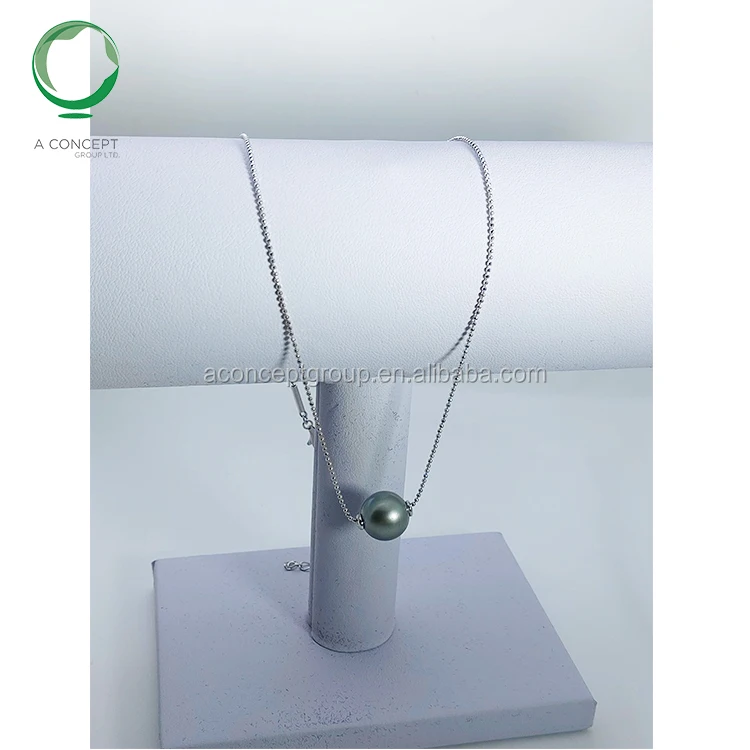 Ожерелье из серебра 925 пробы с блестящим серым/темным жемчугом P005N090, 10-11 мм, Длина Таити, 40 см + 5 см, удлинитель, жемчуг Таити