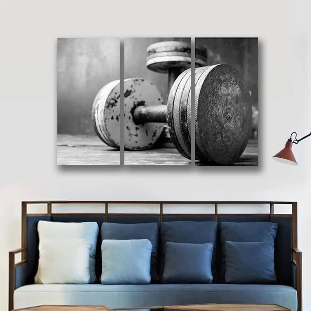 Dumbbells Painting Modern Home Decor Poster 3 Pieces HD Printed Canvas Wall Art for Living Room