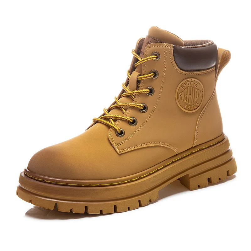 custom hot sale winter big size genuine leather ladies ankle chunky doc martin boots women shoes