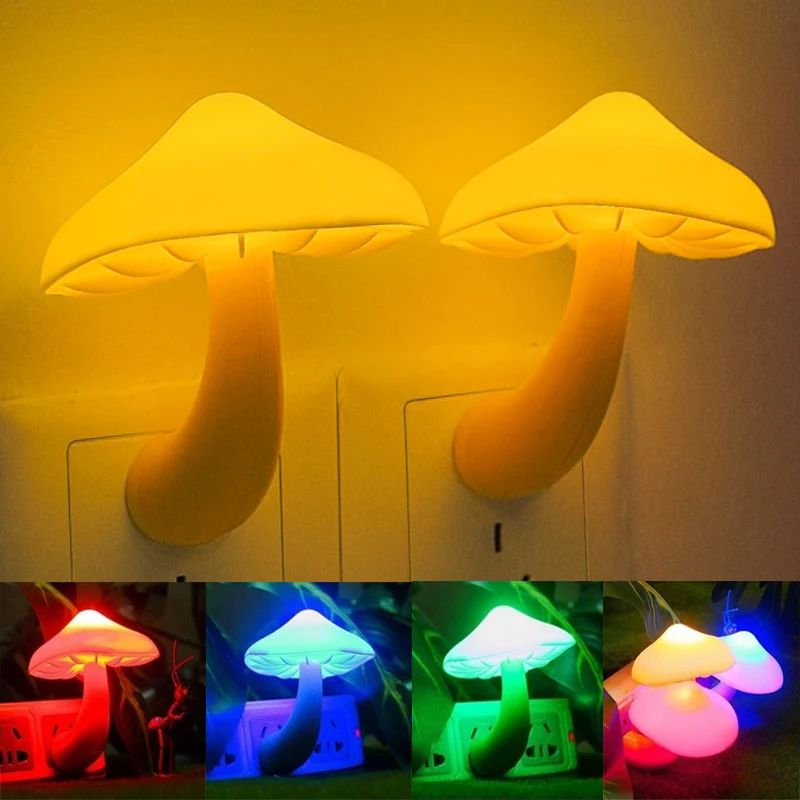 7 Colors Led Night Lights Mushroom Shape Automatic Sensor Bedroom Decor Wall Lamps For Kid Room Bedside Lamp Christmas Gift