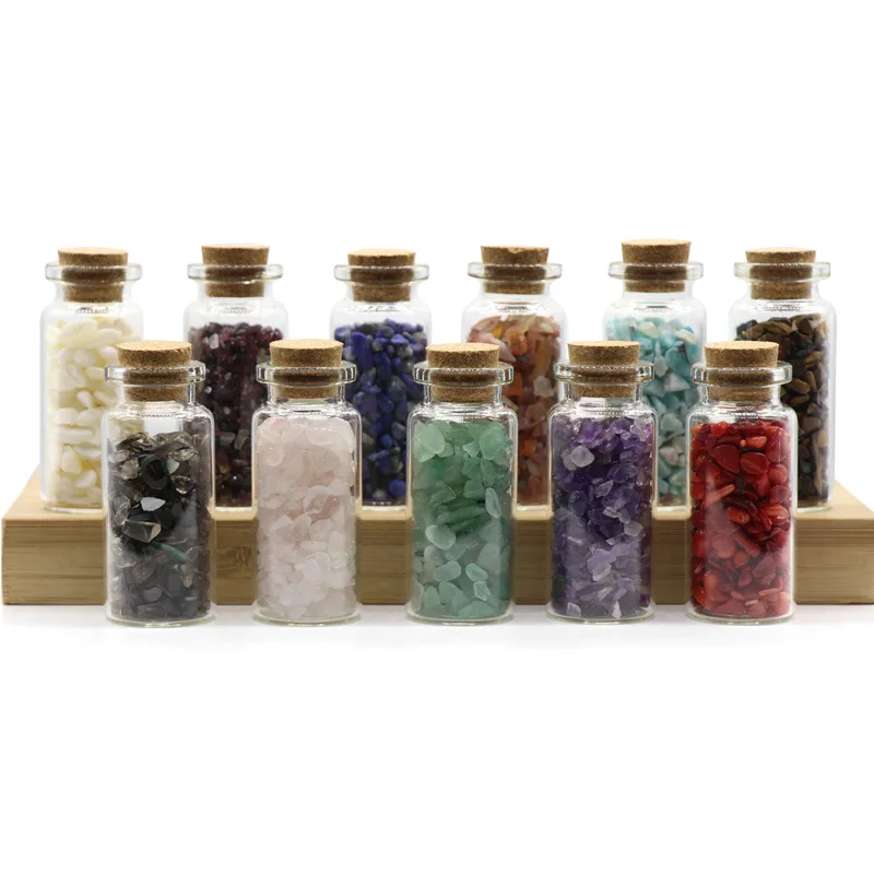Feng Shui stone jade crystal agate chips wishing bottle degaussing crystal bottles gravel irregular 12