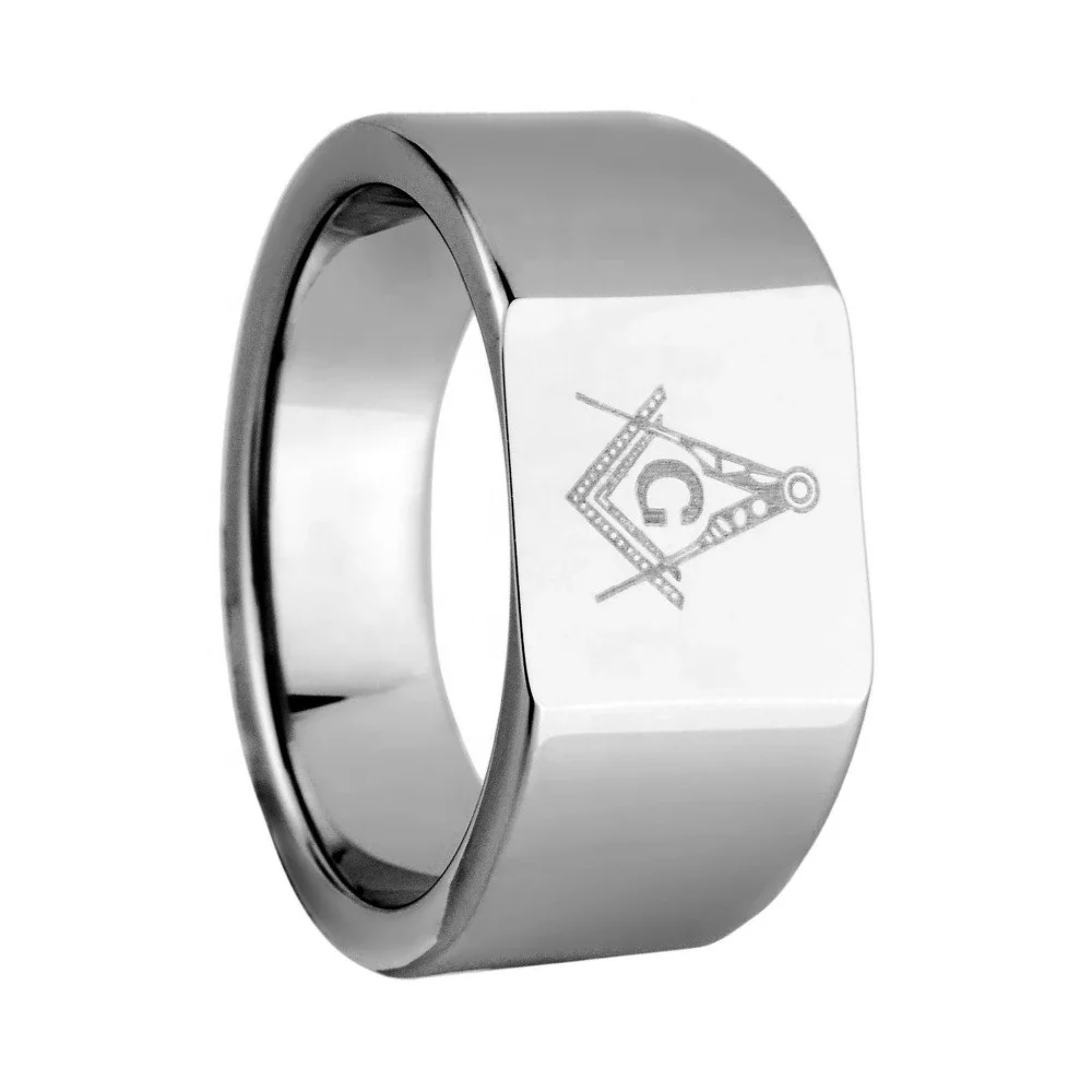 Signet ring tungsten carbide masonic ring