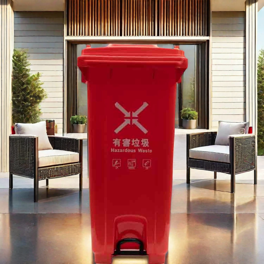 HDPE Standing Structure Outdoor Public Trash Can Foot Pedal Waste Disposal Garbage Bin Medical Waste Containers for Public Use