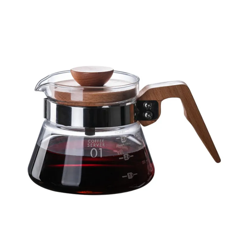 Hot Sale Portable Free Borosilicate 400ml 600ml Heat Resistance Pour Over Glass Coffee Pot With Filter