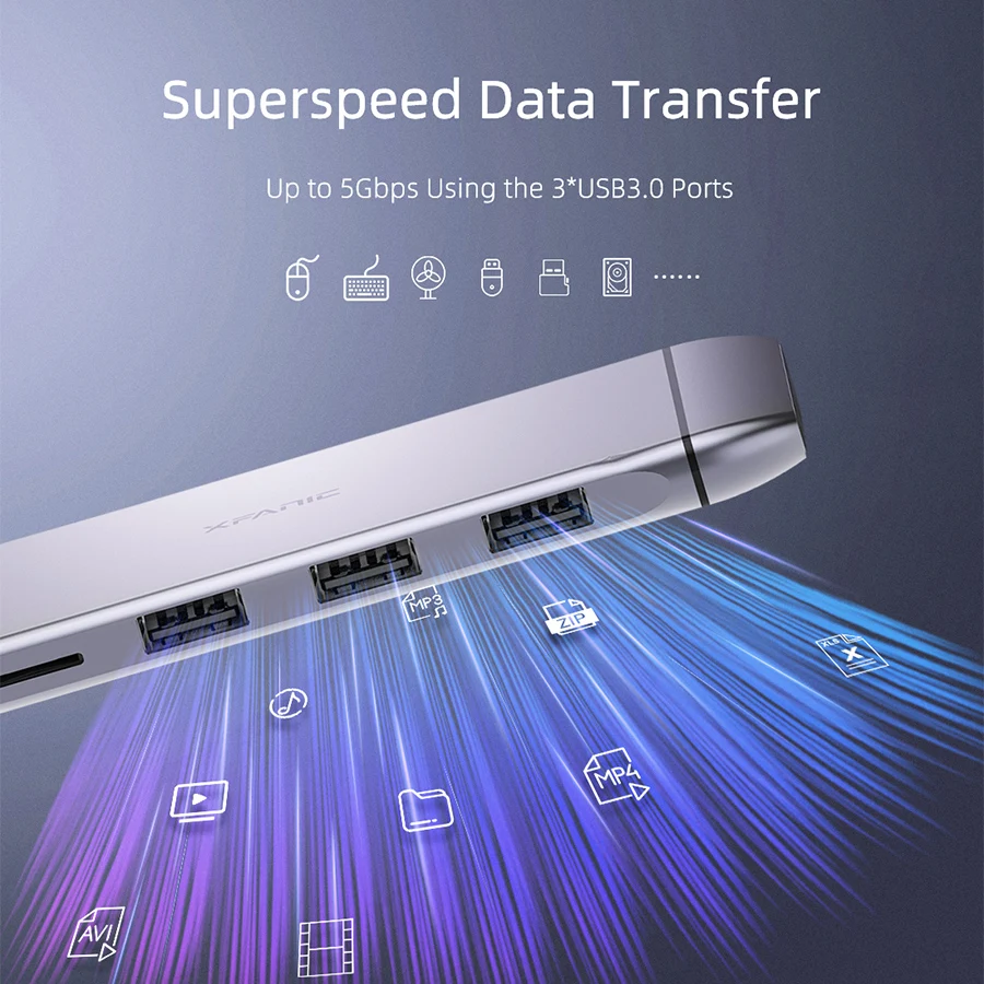 
Soomfon 9 in 1 Type C Docking USB C to Ethernet HDMI VGA USB C Hub Adapter for Macbook 