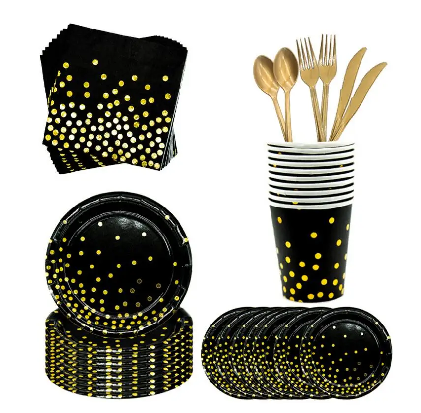 Birthday Party Supplies  Gilding  Disposable Paper Tableware kit Party Decorations for Kids