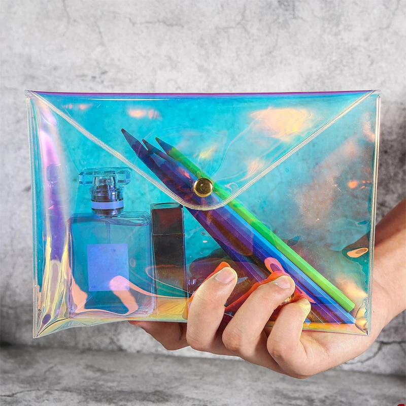Custom Logo Environmental Trousse De Toilette Waterproof PVC Laser Transparent Mobile Phone Case Cosmetic Makeup Bag Toiletry Ba