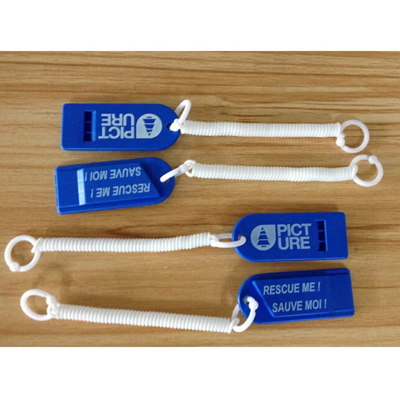 custom logo printed flat plastic whistle, football fans whistle, loudly flat emergency whistles