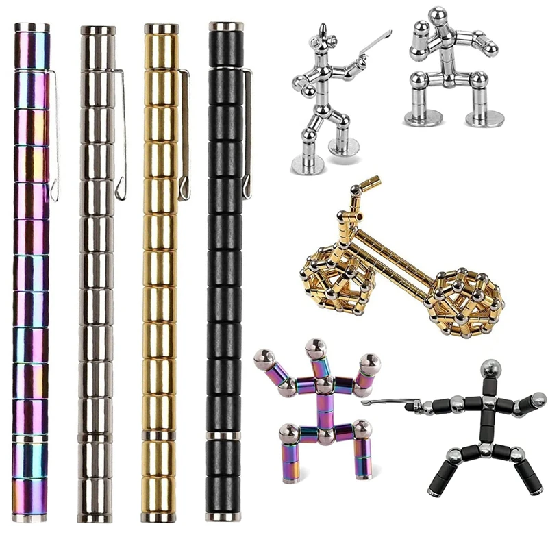 Creative Metal Magnet Pen Decompression Toy Gel Pen Multifunction Fidget Touch Pen School Office Writing Gifts Stationery