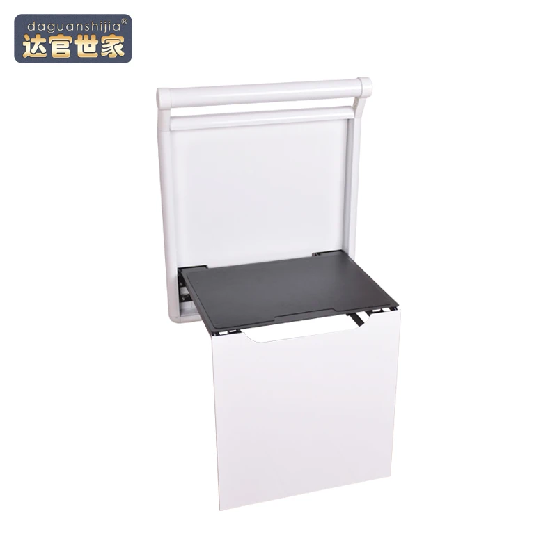 Save space folding chair wood grain Aluminium heavy duty smart flip hidden invisible wall mounted seat bench stool