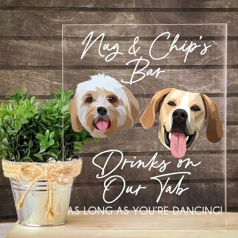 Dog Signature Drink Sign, Open Bar Menu Wedding  Pet Signature Cocktails Wedding Decor Sign,Dog Bar Acrylic Sign