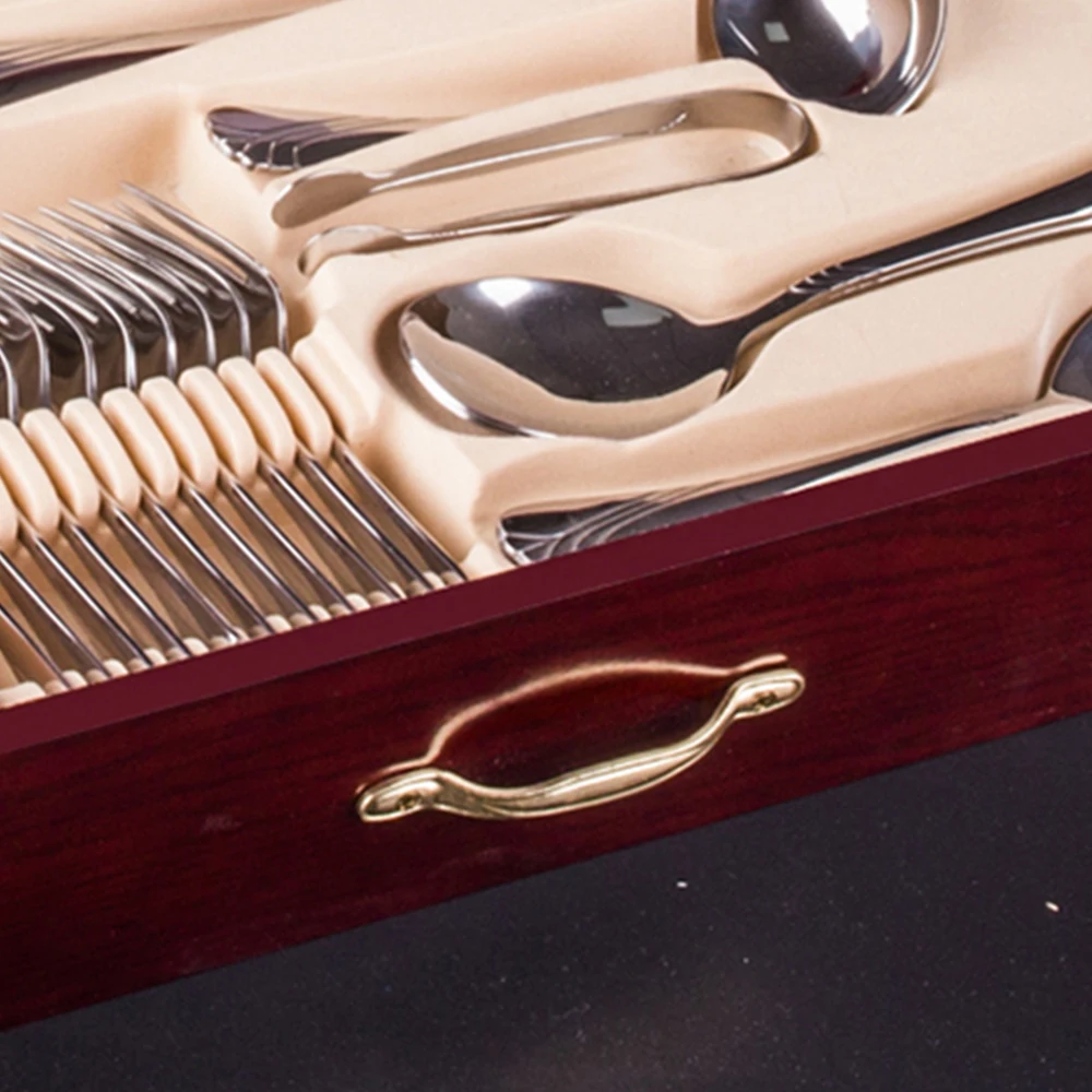 Personalized custom wedding flatware spoon set with gift box manufacturers wholesale dinner set 72 pcs