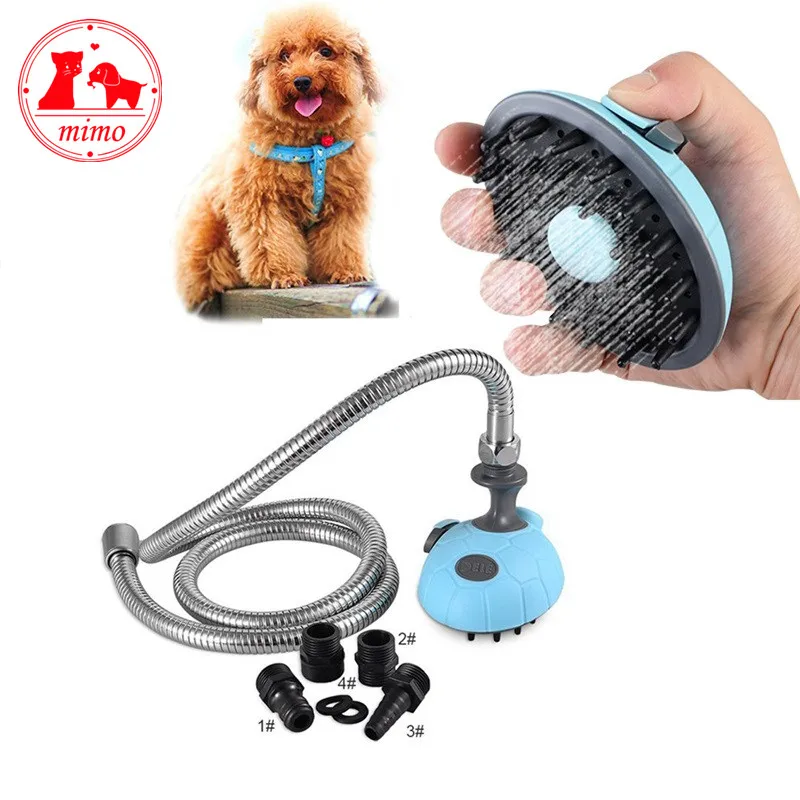 Pet Shower Sprayer Pet Bathing Tool for Dog Combines Handheld Bathe Shampoo Massage with 4 Hose Adapters Indoor Outdoor Use