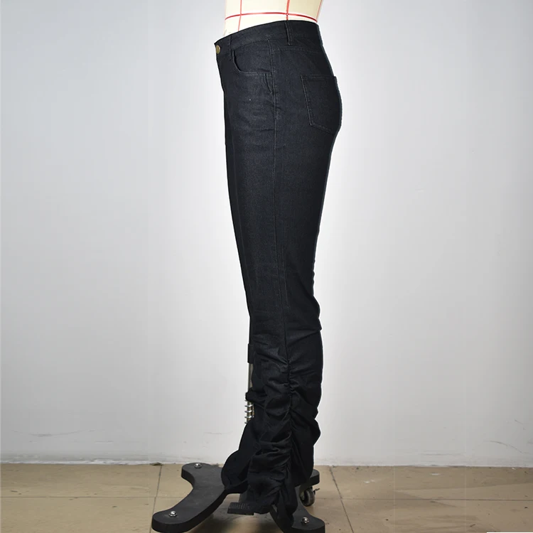 
Hot style fashion wholesale slim extra long folds discounted legs trousers for women 