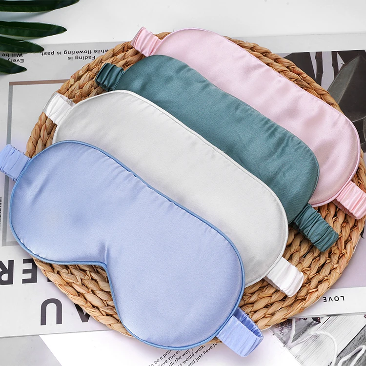 Cheaper Custom 16mm 19mm 22mm Nature Soft silk eyemask adjustable strap gift set lash silk eye masks for Travel