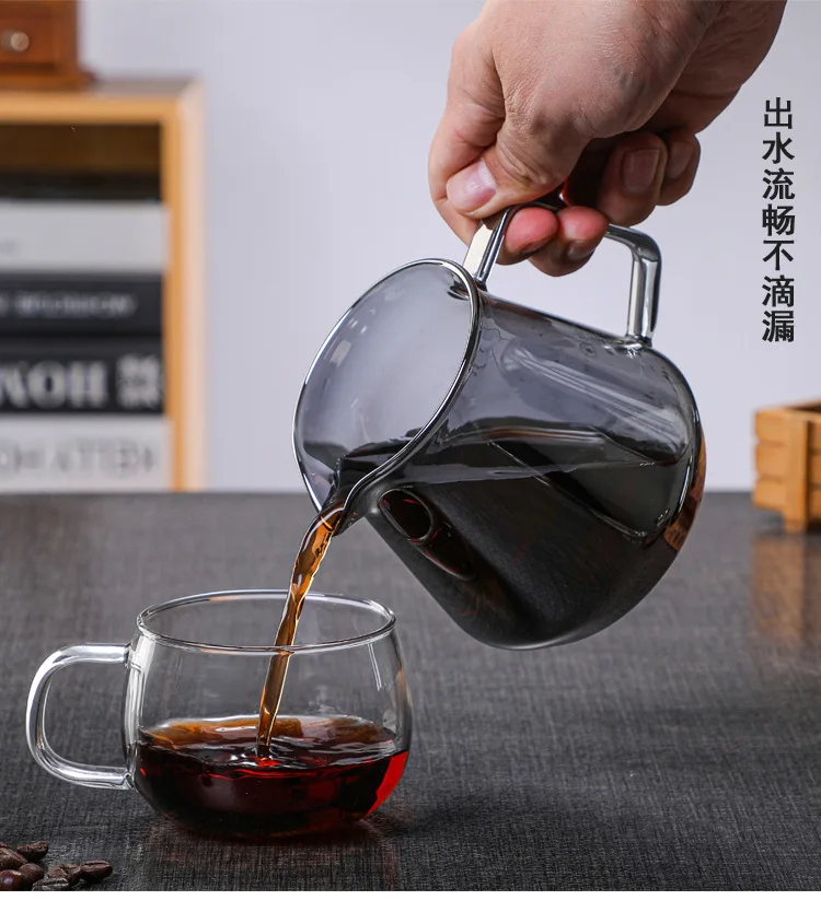 Pour Over Coffee Maker Pot Glass Coffee Decanter 300ml / 500ml Grey Glass Coffee Server