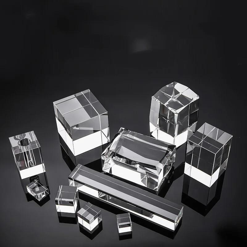 Transparent Sparkling tempered K9 crystal plate Blank Glass Cube Block for your engraved