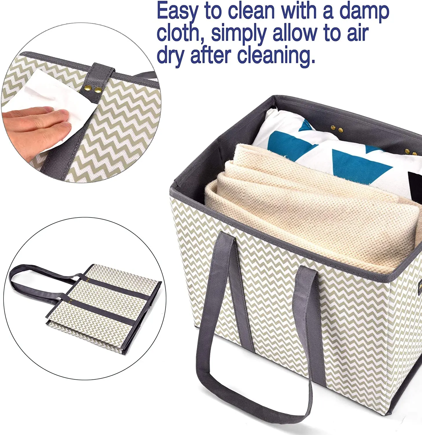 Heavy duty non-woven Box Bags Large Premium Reinforced Bottom reusable grocery collapsible tote bag with Extra Long Handles