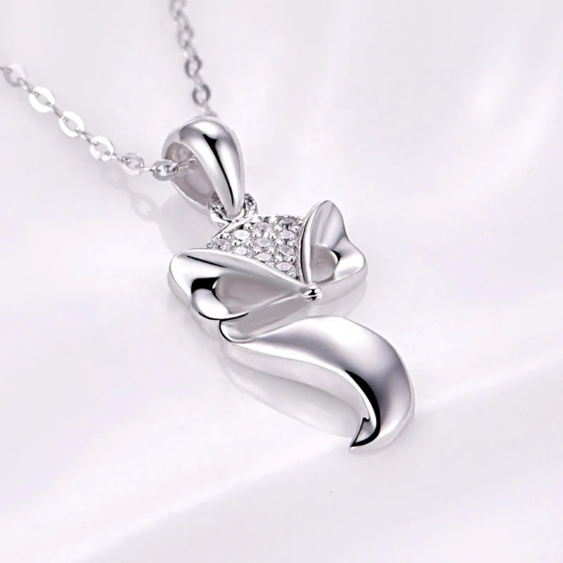 
2020 cute hot fashion fox personalized 925 sterling silver necklace animals pendant for women 