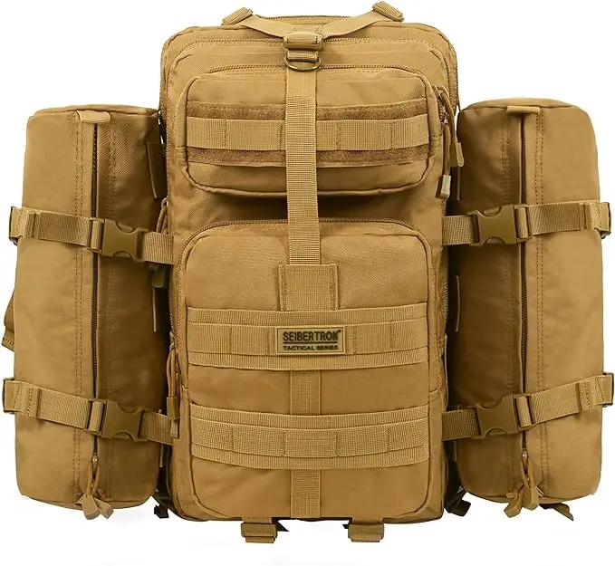 good custom 40L big outdoor molle tactical gear stealth backpack with patches plate carrier detachable pouch water bladder