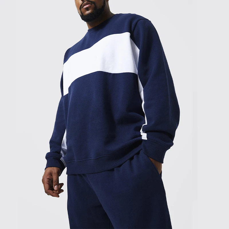 Custom Logo Slim Fit Training Wear Fleece Sport Sweatsuit Set Custom Sport Mens Plus Colour Block Tracksuit With Reel Cotton