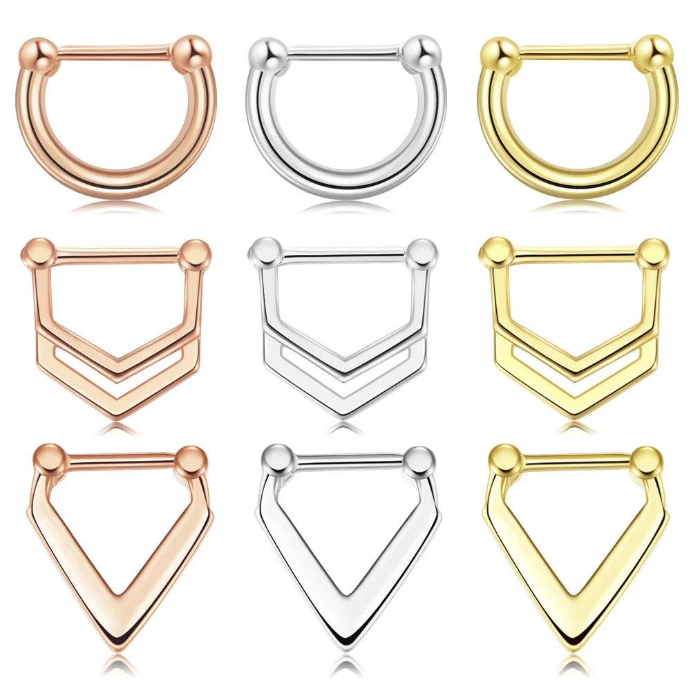 Fashion Cartilage Piercing Jewelry Small Bee Charm 316L Surgical Stainless Steel Hoop Nose Piercing Ring Seamless Septum Ring