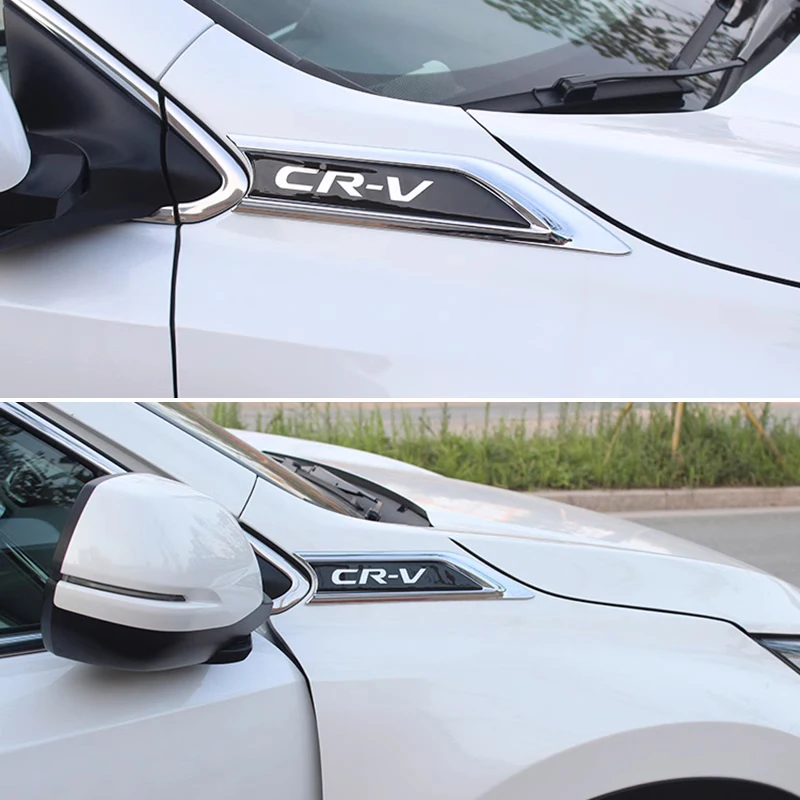 Carbon Fiber/Black/Chrome Side Emblem Sticker Cover For Honda CRV CR-V Accessories 2017 2018 2019 2020 2021 2022 2023