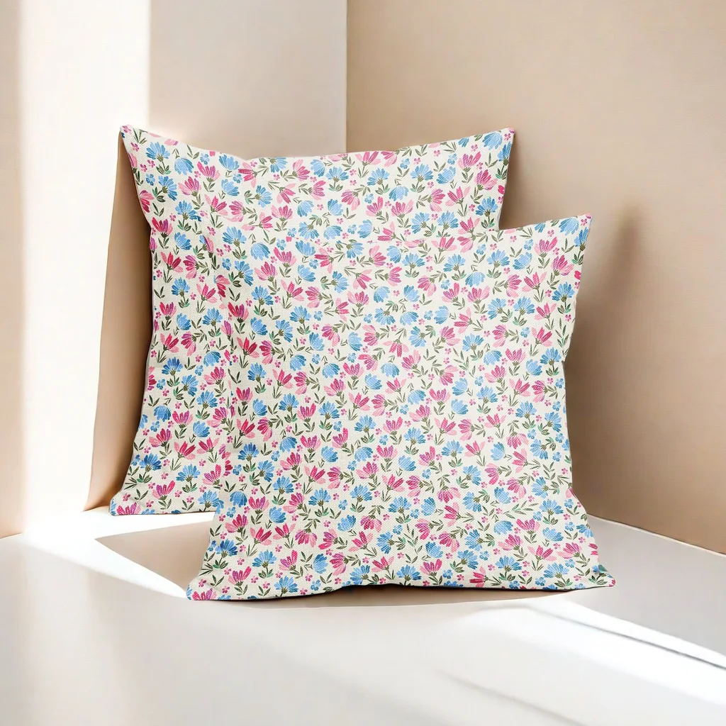 Vintage Flower Throw Pillow Covers 18x18  Rustic Cute Small Floral Black Brown Old Style Decorative Pillows Outdoor PillowCase