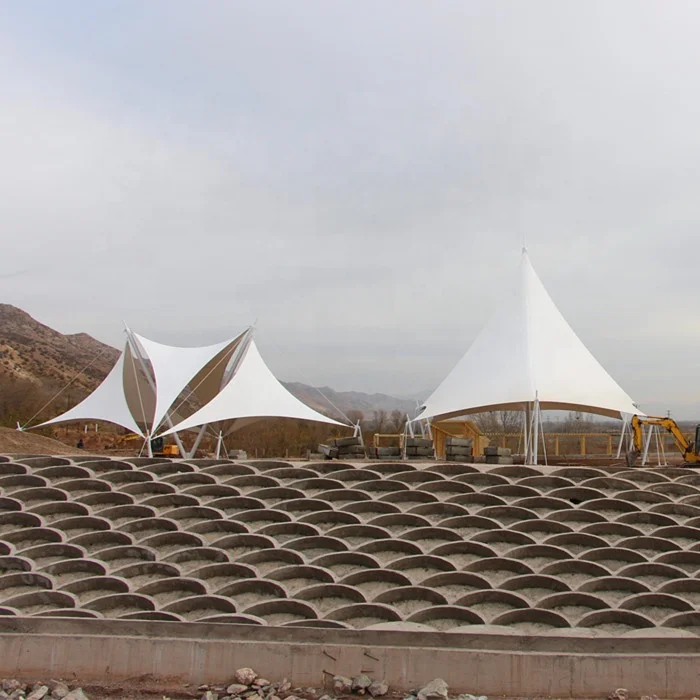 Waterproof PVDF landscape design tensile shade membrane structure supplier in China