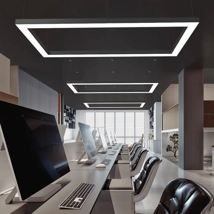 Rectangular linear light Modern studio office building shopping mall club project led square Pendant Lights
