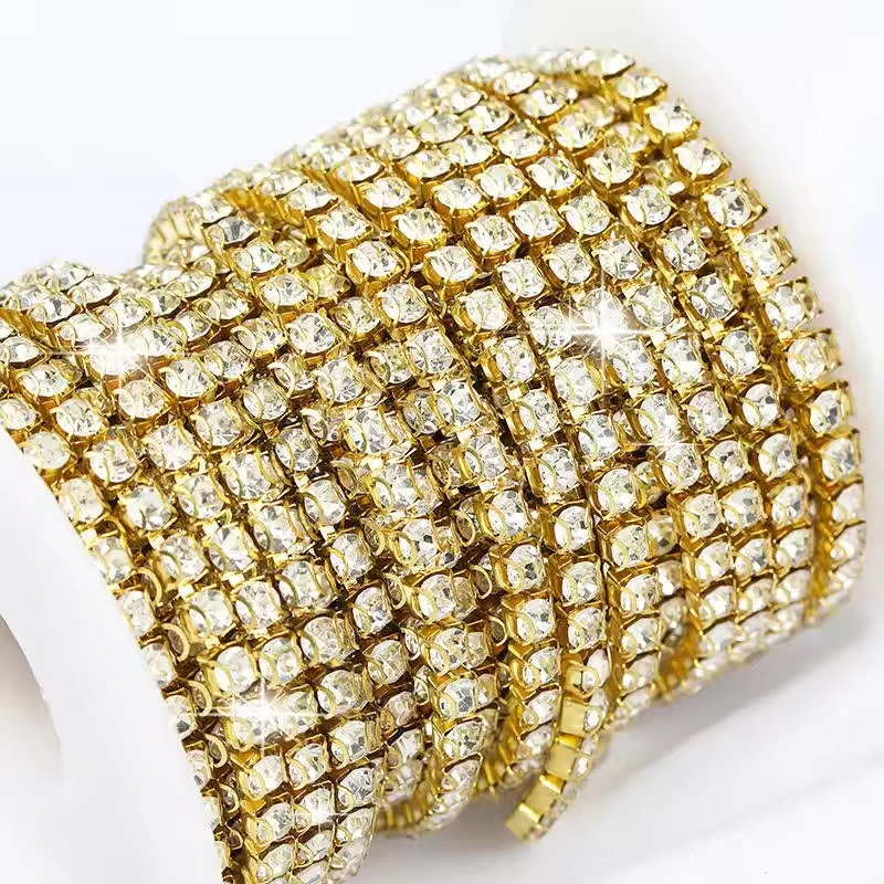 Wholesale Stainless Steel Rhinestone Cup Chains Sewn Crystal Rhinestone Claw Chains