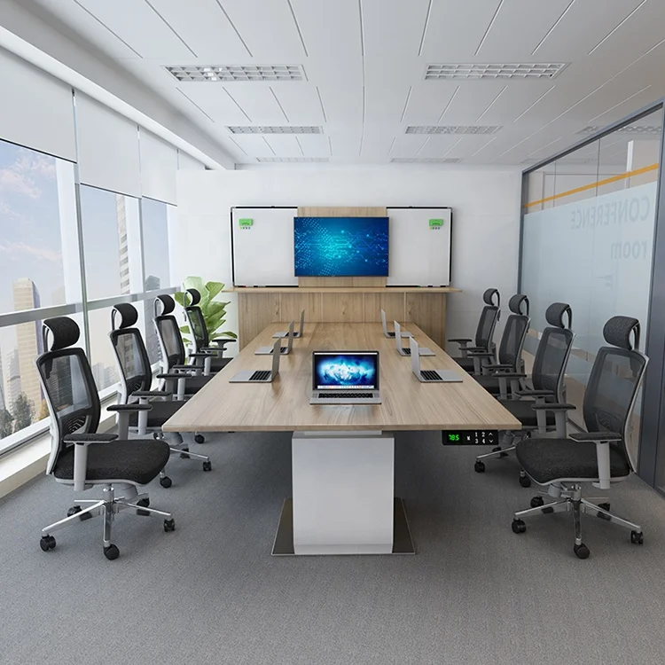 Dual motor standing desk 2021 electric conference table modern 10 seats office meeting table