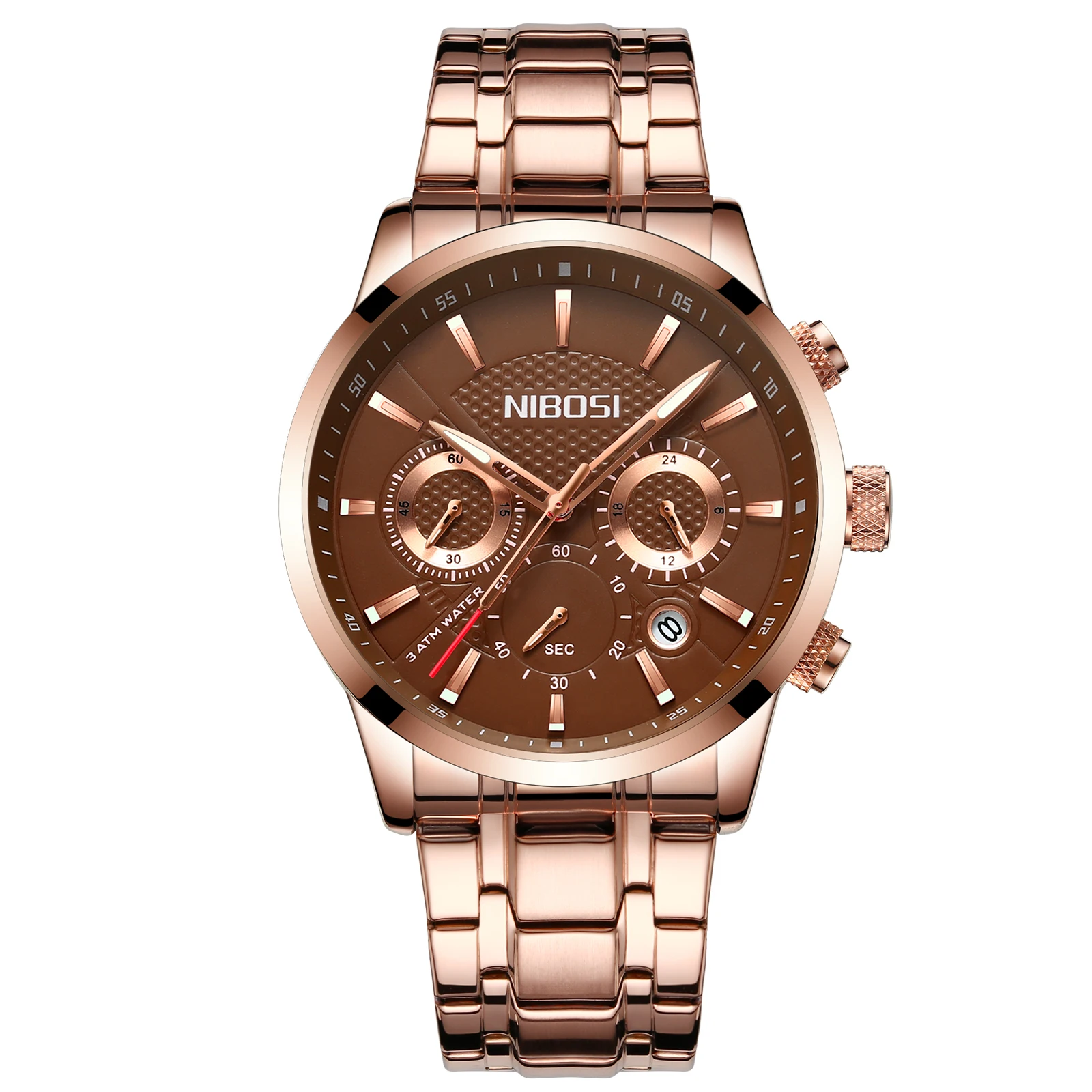 NIBOSI 2313 Ornate Classic Durable Fancy Design Factory Price Chronograph Low Price Men Quartz Watch with Stainless Steel Band