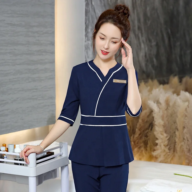 Hotel Health Center Female Technician Work Clothes Soft Beauty Salon Suit Beautician Formal Style Massage Shop Workwear