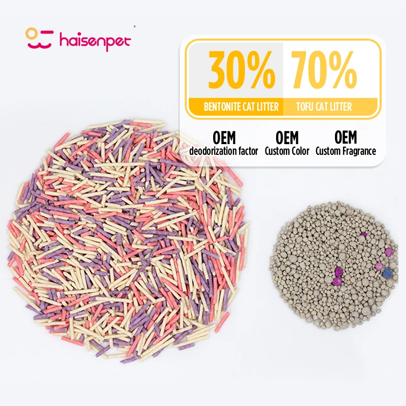 Mixed Colorful Arena Para Gatos Red Pink Blue Green Grey Bentonite Tofu Mixed Cat litter