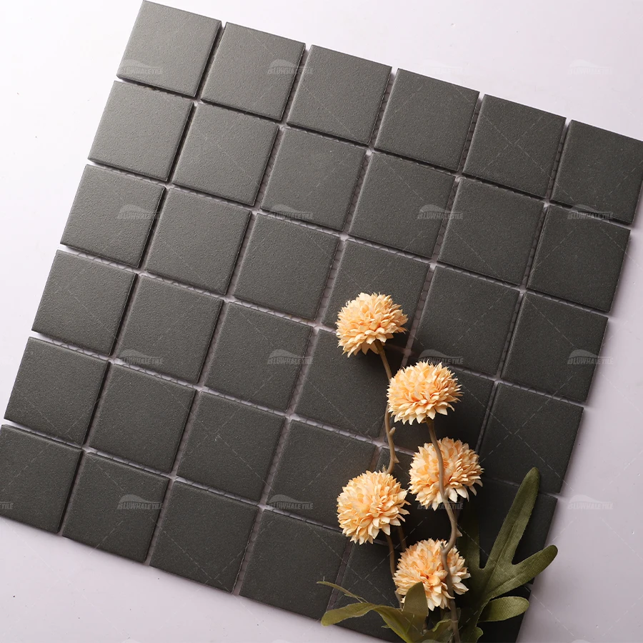 Regular Stock Skid Resistant Unglazed Full Body Porcelain Ceramic Anti Slip Matte Mosaic Tiles Green For Pool