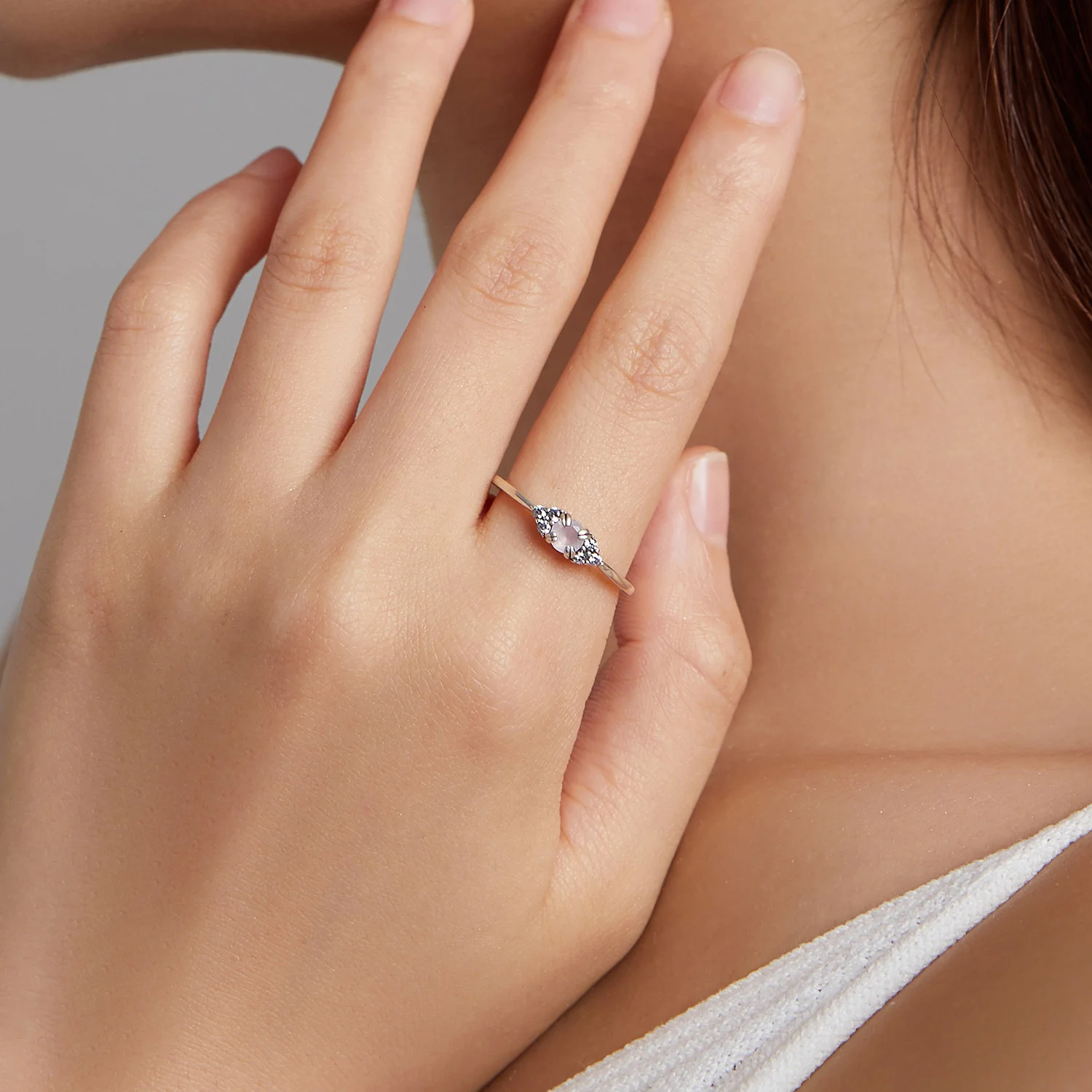 New style 5 designs silver rose gold sterling silver ring S925 opal stone fashion women ring