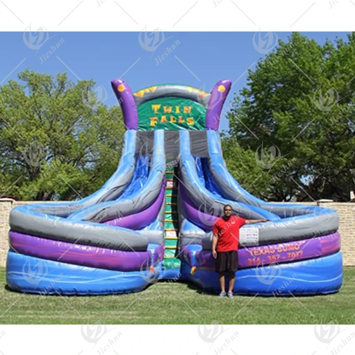PVC Twin Falls Double lane corkscrew water slide Water Park Slides Combo Slider Bouncy Castle Inflatable Pool Slide waterslide