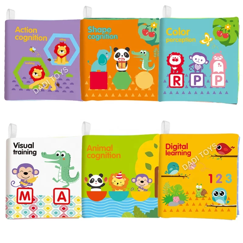DADI Customized Baby Toys Educational Color Visual Digital Animal Cognition Soft Cloth Baby Cloth Book For Babies