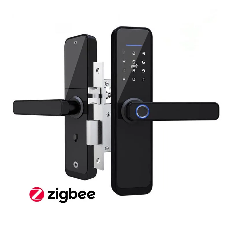 Zhongshan App Digital Keyless Electronic Fingerprint Tuya smart locks for front door wi-fi zigbee wood door