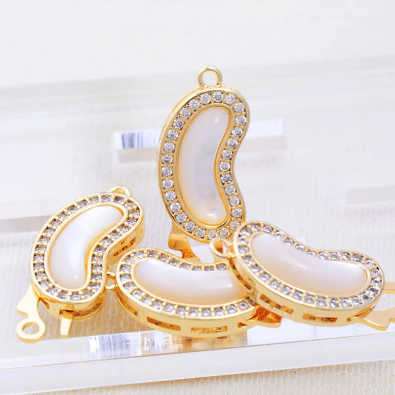 Pearl necklace ending buckle wholesale high-end micro-inlaid white mother-of-pearl connection buckle diy jewelry buckle