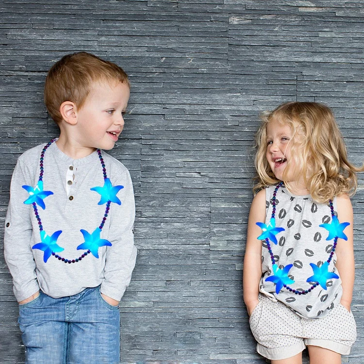 Fashion Led Light Up Necklaces Party Starfish Necklace Festivals Decorations Flashing Led Beads Necklace