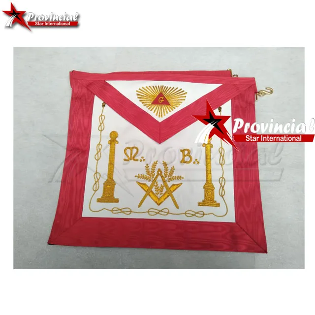 Masonic Scottish Rite Red Ribbion Aprons with Full Design Embroidery around MB Aprons